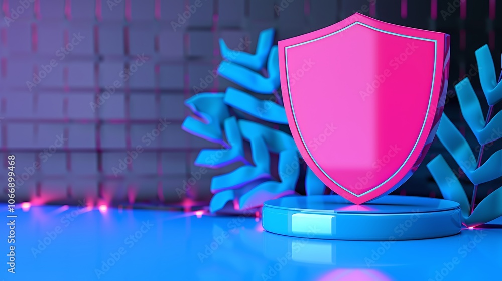 Poster 3d cybersecurity shield icon rendering
