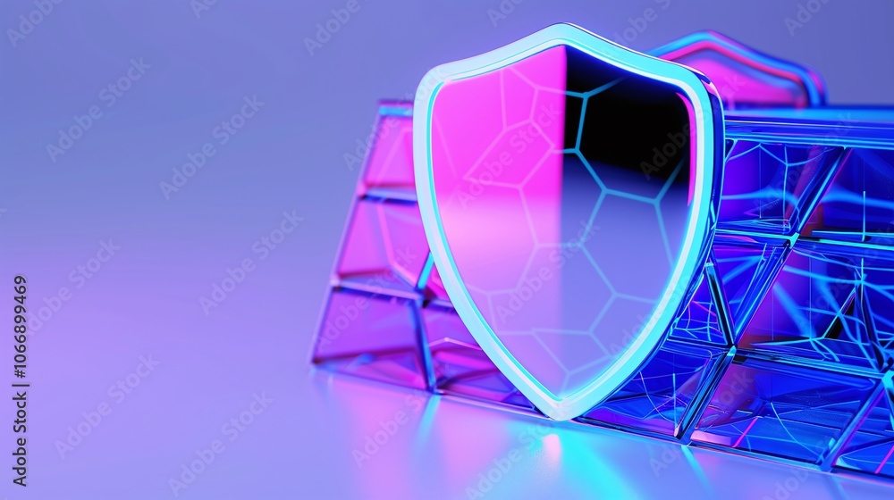 Poster 3d cybersecurity shield icon rendering