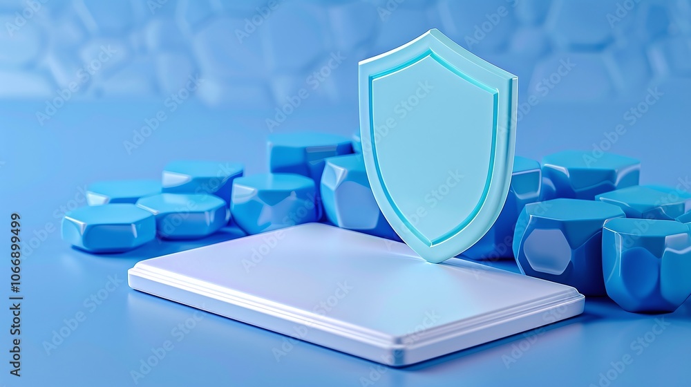 Poster 3d cybersecurity shield icon rendering