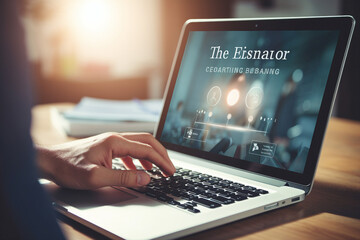 Generative AI Image of a Laptop with Books and Apple for Online Learning and Distance Education