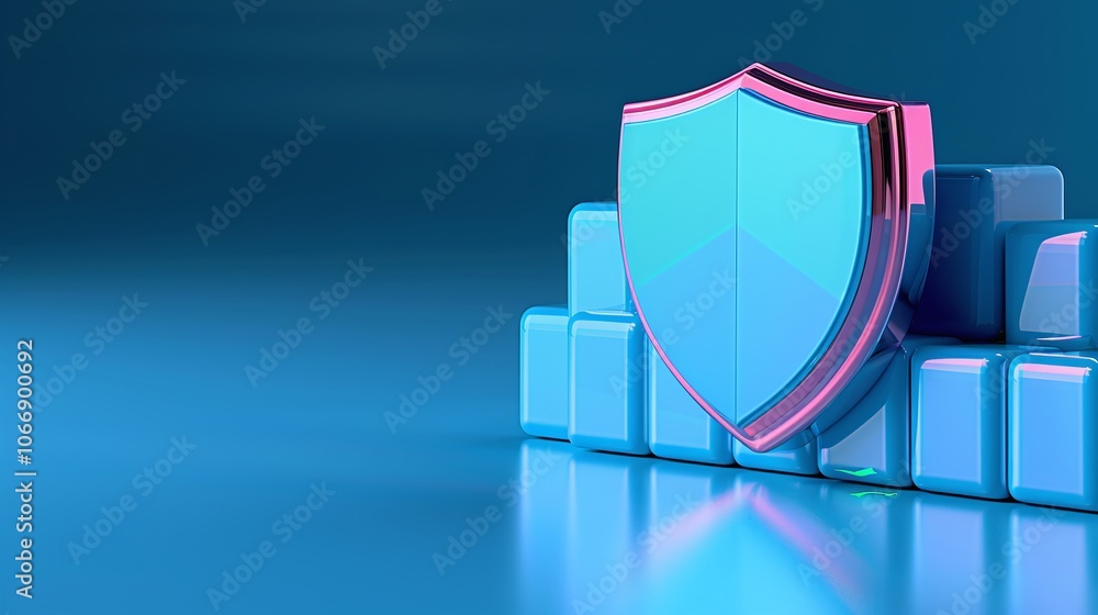 Poster 3d icon of a cybersecurity shield rendering