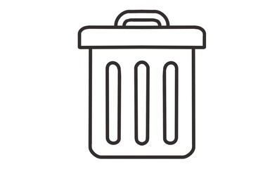 ゴミ箱アイコン - シンプルなゴミ箱シンボルの線画イラスト
