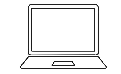 ノートパソコンアイコン - シンプルなノートPCの線画イラスト
