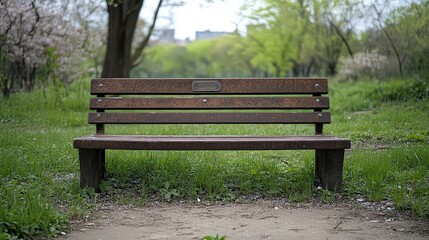 Abandoned park with wild grass growing around benches and pathways, showing nature reclaiming urban space.