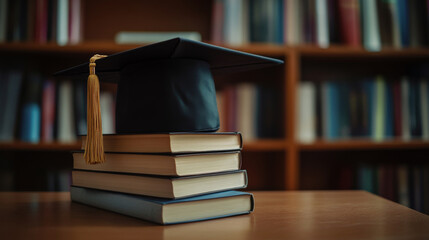 graduation cap and books illustrating higher education costs 