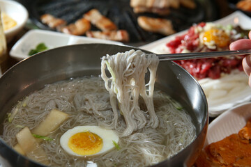 Korean food. cold buckwheat noodles