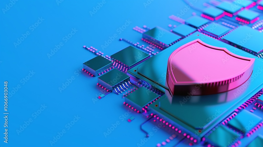 Aufkleber 3d rendering of a cybersecurity shield icon