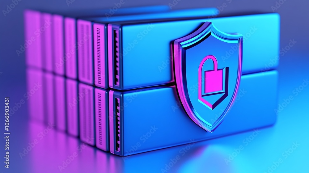 Poster 3d rendering of cybersecurity shield icon