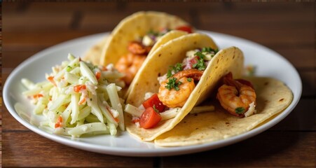 Delicious shrimp tacos with fresh salsa