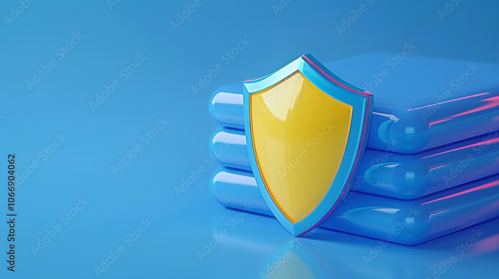 Poster 3d shield icon for cybersecurity concepts