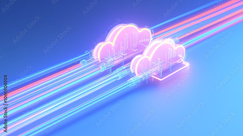 Aufkleber cloud computing with fiber optic connection visual