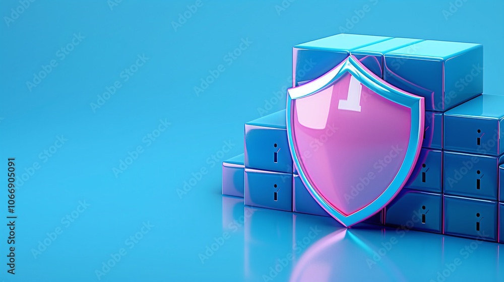 Aufkleber cyber security concept with shield and blocks