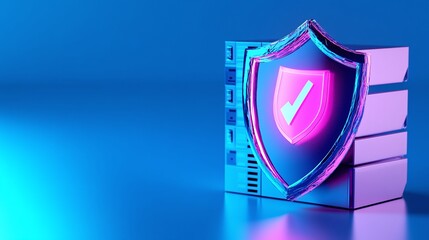 Cyber Security Concept with Server and Shield Graphic