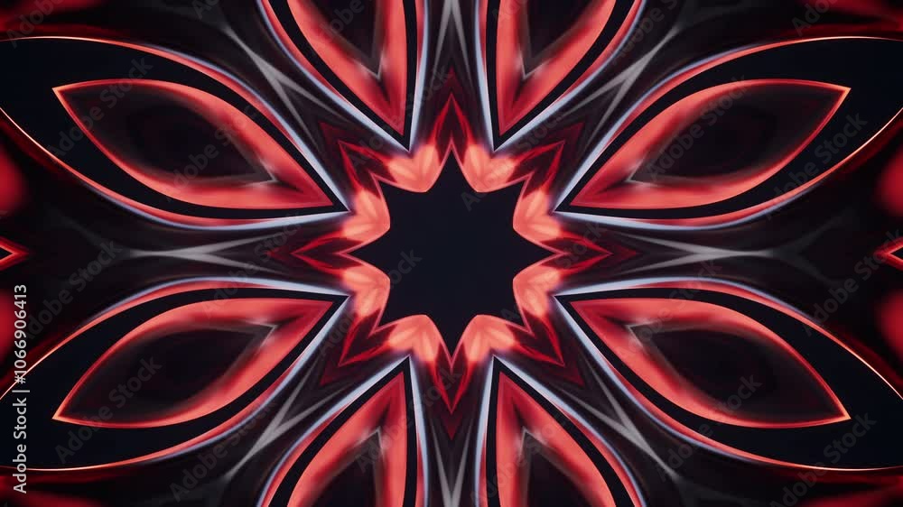 Poster abstract glowing neon kaleidoscope pattern, 3d rendering.