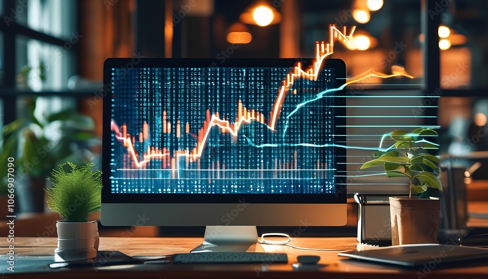 Poster analyze stock market trends using data visualization to enhance investment strategies and improve fi
