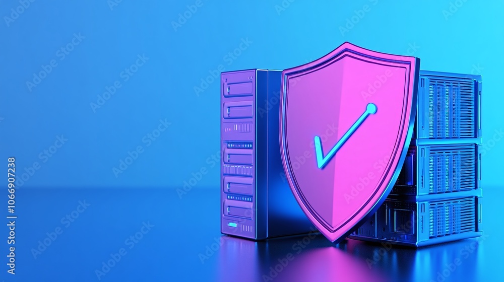 Aufkleber cyber security shield with server background