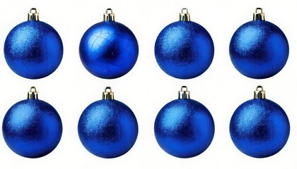  Set of blue Christmas balls isolated. Generated image