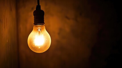 A dark, empty room with a single flickering light bulb hanging from the ceiling