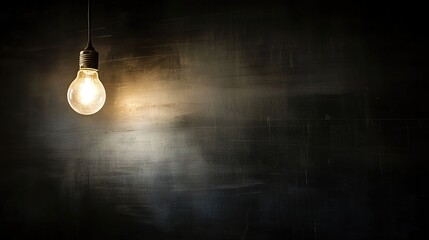 A dark, empty room with a single flickering light bulb hanging from the ceiling