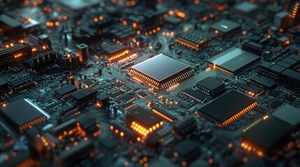 Fototapeta premium Sustainable electronic component recycling, featuring disassembly lines and eco-friendly processes