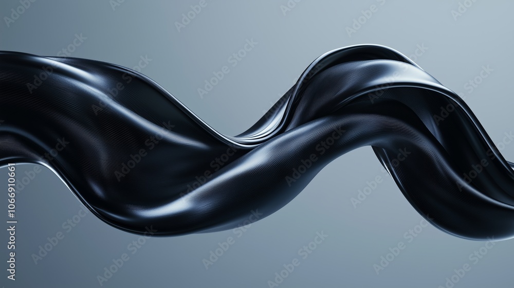 Poster abstract black wave shape flowing gracefully in a minimalistic space, showcasing smooth curves again