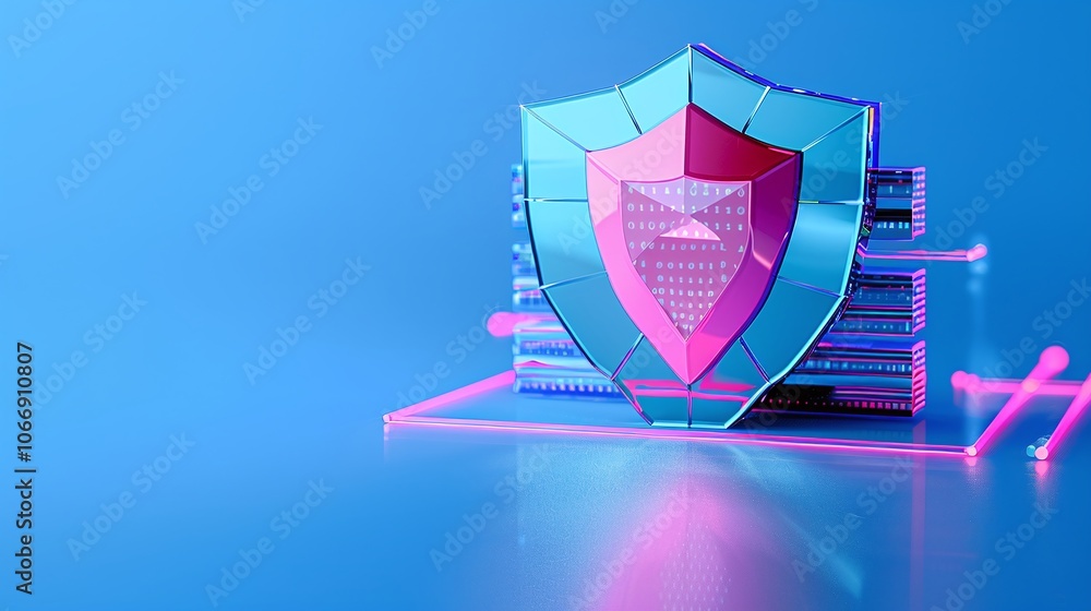 Poster digital shield representing cyber security concepts