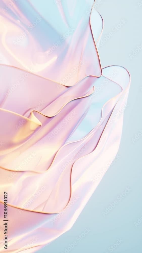 Poster flowing gradient transparent multilayer glass background, 3d rendering.