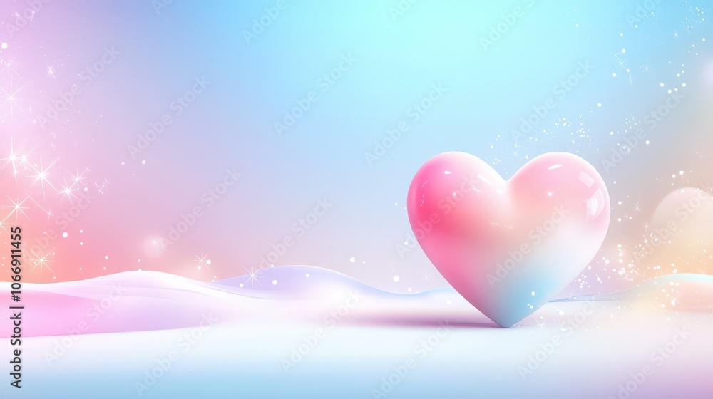 Poster a bright simple heart background featuring a large, colorful heart surrounded by soft hues, ideal fo