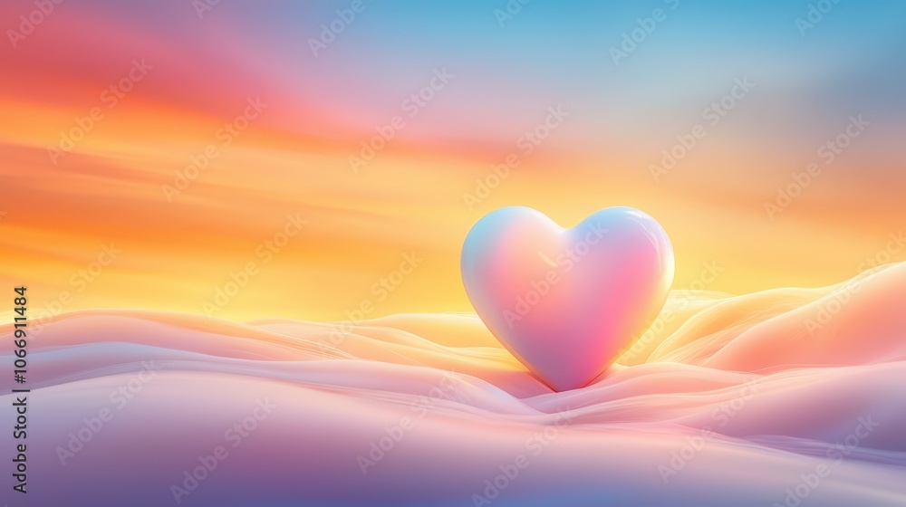 Poster a bright simple heart background featuring a large, colorful heart surrounded by soft hues, ideal fo