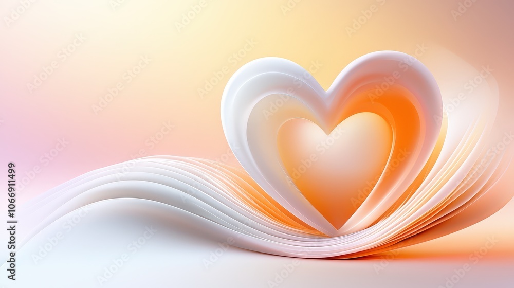 Aufkleber a beautiful gradient heart background filled with warm tones, ideal for creating a cozy and inviting