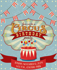 children's birthday invitation in vintage circus style © Viktoriia Kalganov