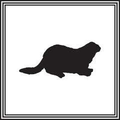 Ferret icon isolated vector, silhouette of wild animal.