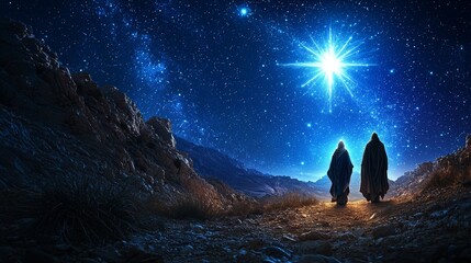 Fototapeta premium Star of Bethlehem Shining in the Night Sky