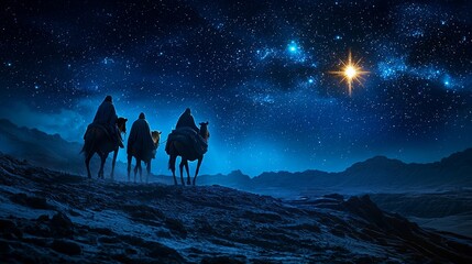Bright Star of Bethlehem in Night Sky
