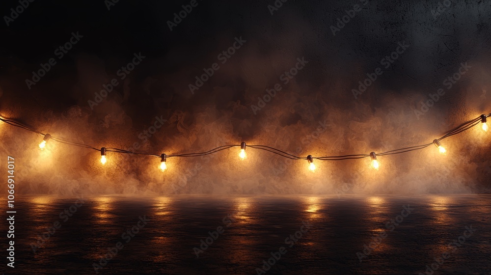 Poster string of lights illuminating dark background