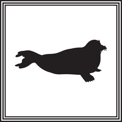 A seal lay down silhouette isolated on white background.