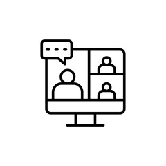 Online Forum outline icons, minimalist vector illustration ,simple transparent graphic element .Isolated on white background