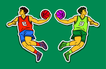 Man Doing Sport Doodle Sticker Illustration