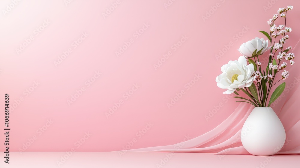 Poster a soft pink background shot in a studio with gentle lighting, perfect for creating a serene and invi