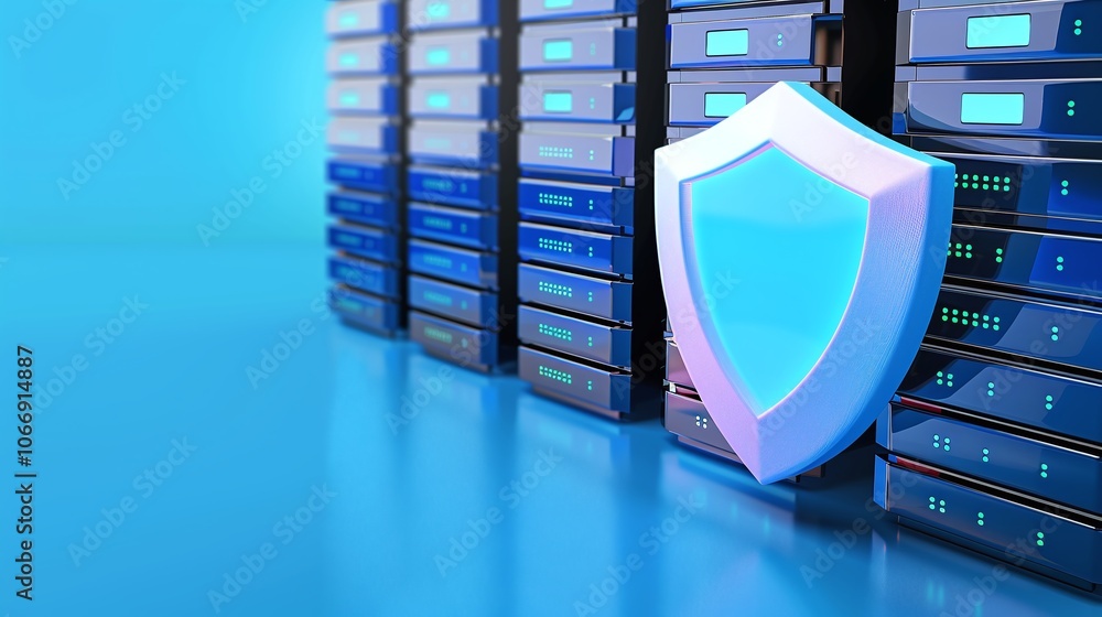 Poster secure data storage concept with shield icon