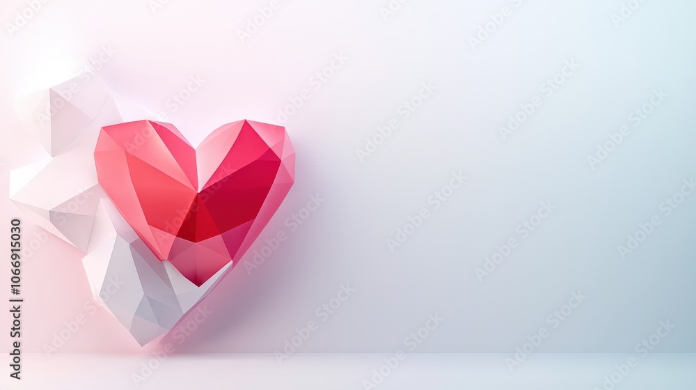 Aufkleber a unique geometric heart background filled with intricate patterns and angular shapes, ideal for add