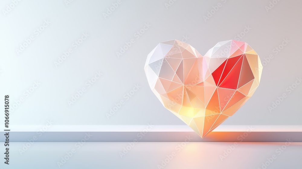 Poster A unique geometric heart background filled with intricate patterns and angular shapes, ideal for adding a contemporary and artistic touch to romantic themes.