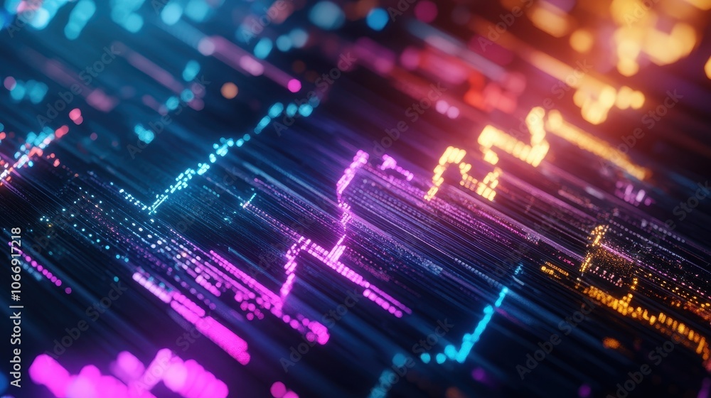 Aufkleber mesmerizing futuristic light patterns illuminating colorful swirling cosmic energy in abstract digit