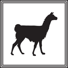 Llama  icon isolated vector, silhouette of wild animal.