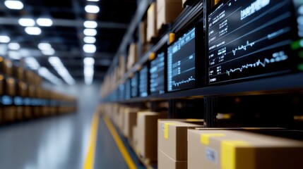 Rows of data servers and network hardware in a modern cloud computing data center  High density storage and information technology infrastructure for enterprise businesses