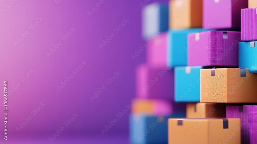Poster vibrant abstract geometric cubes forming minimalist architectural composition colorful 3d rendered p