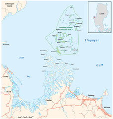 Fototapeta premium Map of the Hundred Islands region of the Philippines