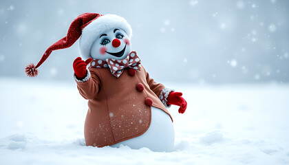 Ai generative Christmas concept wallpaper of snowman suitable for use in design work