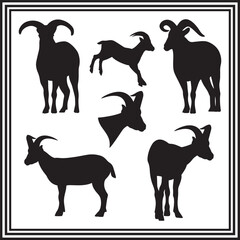 Set of Goat silhouette vector illustration.
