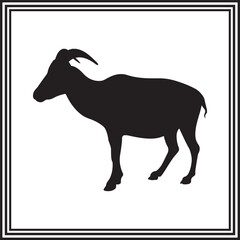 Goat icon isolated vector, silhouette of wild animal.